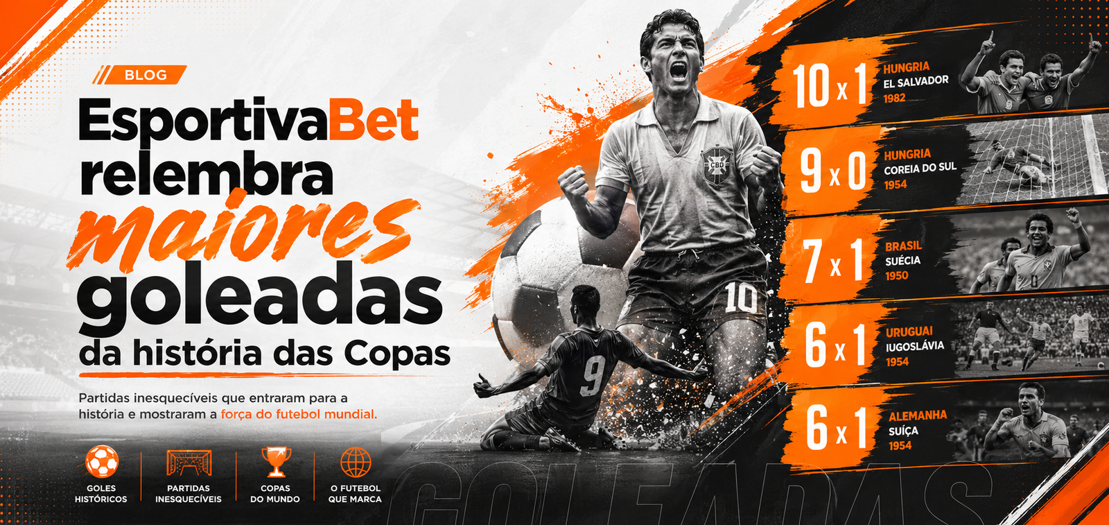 EsportivaBet relembra maiores goleadas, do 10 a 1 ao 7 a 1